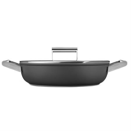 Smeg Cookware 50'S Style Siyah Cam Kapaklı 28 cm Pilav Tenceresi