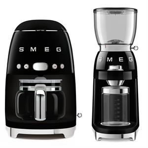 Smeg Siyah Filtre Kahve Makinesi ve Kahve Öğütme Makinesi Seti