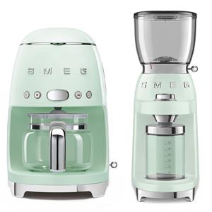 Smeg Pastel Yeşil Filtre Kahve Makinesi ve Kahve Öğütme Makinesi Seti
