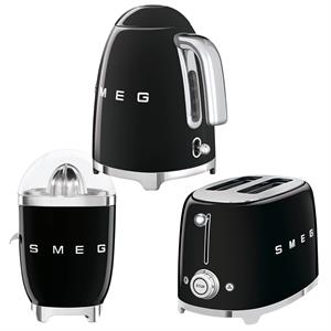 Smeg Siyah Kettle-1x2 Ekmek Kızartma Makinesi ve Narenciye Sıkacağı Seti