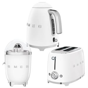 Smeg Beyaz Kettle-1x2 Ekmek Kızartma Makinesi ve Narenciye Sıkacağı Seti