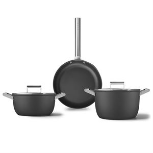 Smeg Cookware 50's Style Siyah 3'lü Tencere&tava Seti