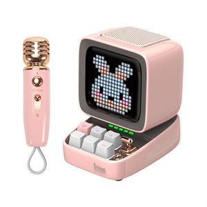 Divoom Ditoo 5-Mic Karaoke Mikrofonlu Uyarlanabilir Piksel Ekranlı Bluetooth Hoparlör, Pembe
