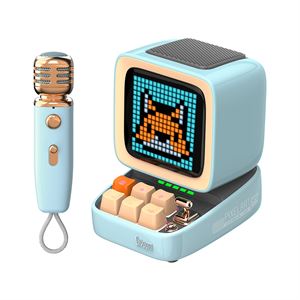 Divoom Ditoo 5-Mic Karaoke Mikrofonlu Uyarlanabilir Piksel Ekranlı Bluetooth Hoparlör, Mavi