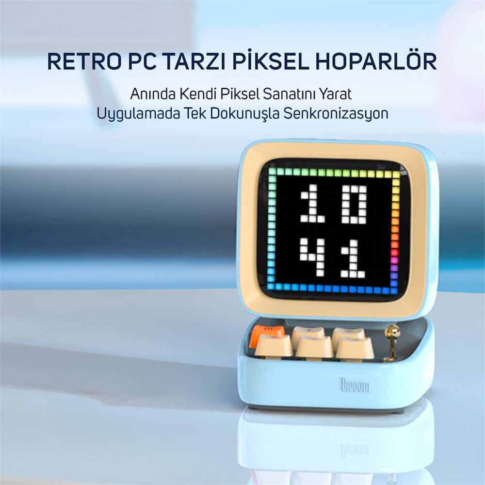 Divoom DitooPro 水色 Divoom Ditoo Pro Uyarlanabilir Piksel Ekranlı Bluetooth Hoparlör, Mavi