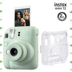 Instax mini 12 Yeşil Fotoğraf Makinesi ve Şeffaf Kılıf Seti