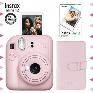 Instax mini 12 Pembe Fotoğraf Makinesi-10'lu Film ve Laporta Albüm Seti