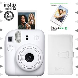 Instax mini 12 Beyaz Fotoğraf Makinesi-10'lu Film ve Laporta Albüm Seti