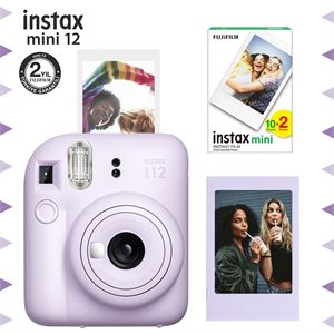 Instax mini 12 Lila Fotoğraf Makinesi-Çerçeve ve 20'li mini Film Seti