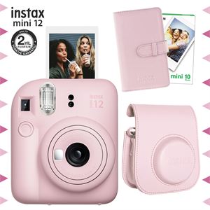 Instax mini 12 Pembe Fotoğraf Makinesi-10'lu Film-Laporta Albüm ve Deri Kılıf Seti