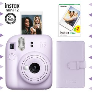 Instax mini 12 Lila Fotoğraf Makinesi-20'li Film ve Laporta Albüm Seti