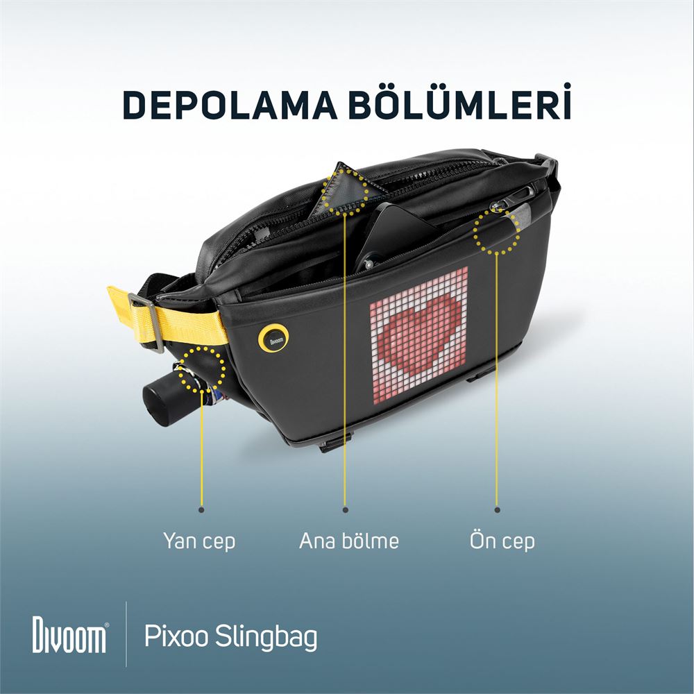Divoom Pixoo Backpack-M ve Slingbag Led Çanta Seti, Siyah