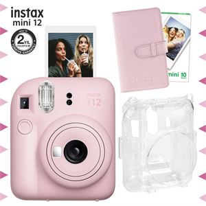Instax mini 12 Pembe Fotoğraf Makinesi-10'lu Film-Laporta Albüm ve Şeffaf Kılıf Seti