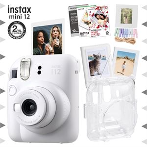 Instax mini 12 Beyaz Fotoğraf Makinesi-30'lu Film-Albüm-Mandal-Çerçeve ve Kılıf Mega Set 3