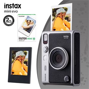 Instax Mini Evo Siyah Fotoğraf Makinesi 10lu Film ve Çerçeve