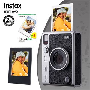 Instax Mini Evo Siyah Fotoğraf Makinesi 20li Film ve Çerçeve