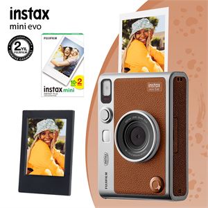 Instax Mini Evo Kahverengi Fotoğraf Makinası 20li Film ve Çerçeve