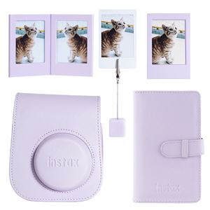 Instax mini 12 Lila Deri Kılıf Laporta Deri Albüm ve Fotoğraf Çerçeveleri Aksesuar Seti