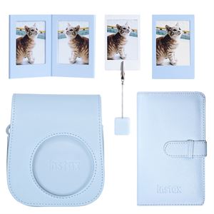 Instax mini 12 Mavi Deri Kılıf Laporta Deri Albüm ve Fotoğraf Çerçeveleri Aksesuar Seti
