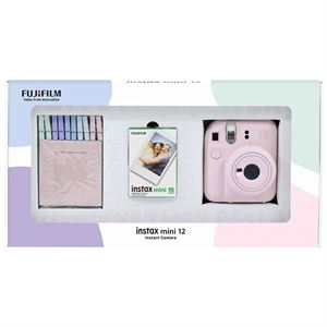 Instax mini 12 Pembe Fotoğraf Makinesi 10'lu Film ve Mandal Bundle Box