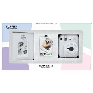 Instax mini 12 Beyaz Fotoğraf Makinesi 10'lu Film ve PVC Albüm Bundle Box