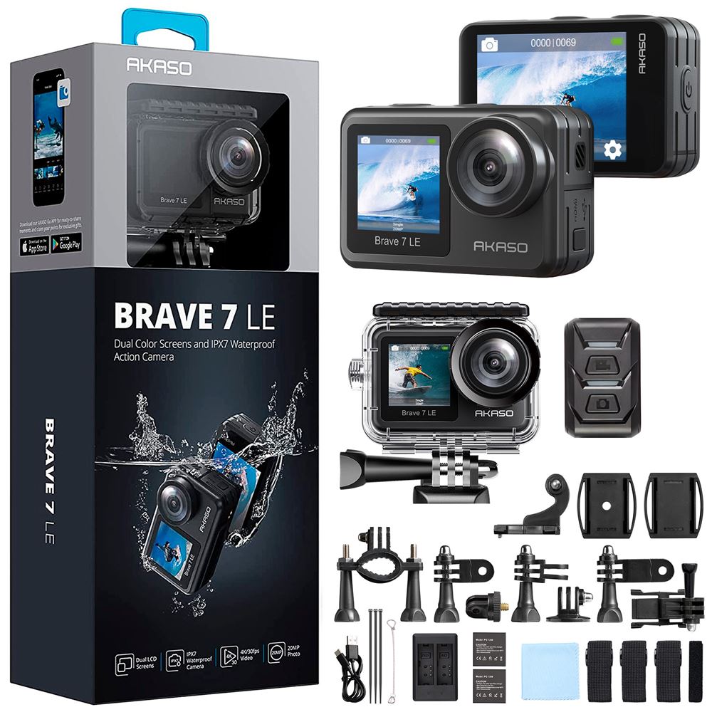 Akaso Brave 7 LE 4K Aksiyon Kamera ve Süper Aksesuar Seti (Akaso