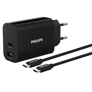 Philips DLP2621C 30W USB-A ve USB-C Bağlantısı Type-C Kablolu Duvar Şarj Adaptörü
