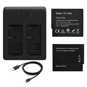 Akaso Brave 8 Aksiyon Kamera Bataryası 2 Batarya + 2'li Şarj Adaptörü