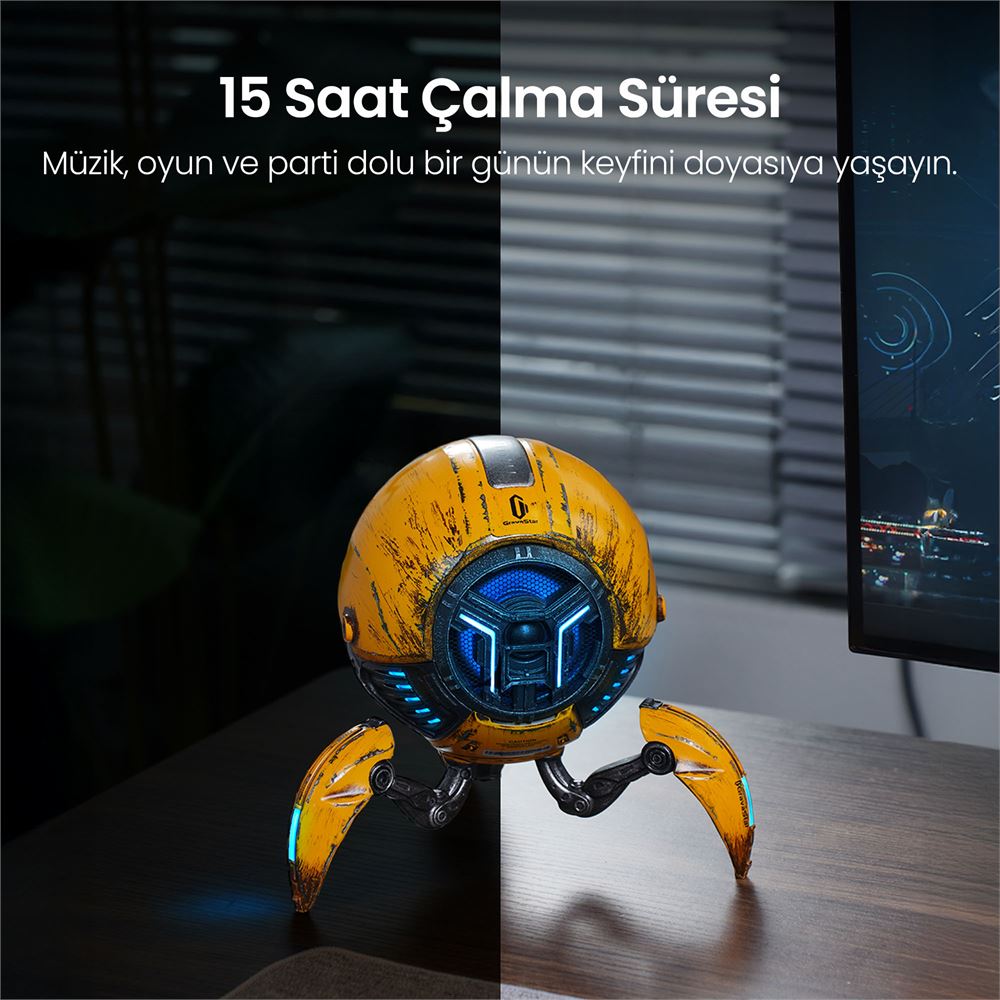 GravaStar Mars Pro Sarı Özel Seri Led Işıklı 20W Bluetooth Hoparlör