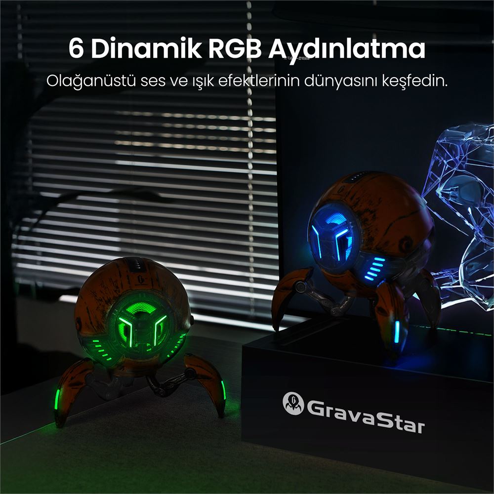 GravaStar Mars Pro Sarı Özel Seri Led Işıklı 20W Bluetooth Hoparlör