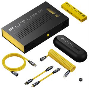 Aohi The Future Silky USB-C to USB-C Apple Lightning Modüler Uzayabilen 2,6m 480Mbps 240W PD 3.1 MFI Lisanslı Süper Hızlı Şarj/Data Kablo Seti