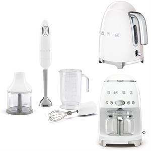 Smeg Beyaz Kettle-Filtre Kahve Makinesi ve El Blender Seti