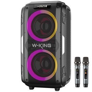 W-KING T9PRO Çift Mikrofonlu Bluetooth Hoparlör, 120W Karaoke Partybox, 24 Saate Varan Çalma Süresi, 5 Mod RGB Ledli, IPX5 Suya Dayanıklı, Kablosuz Stereo TWS, Bluetooth 5.3/Usb/TF/Aux/Gtr, Ses Bombası Siyah