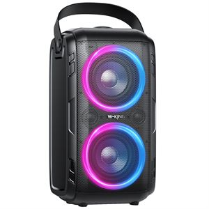 W-KING T9-2 Bluetooth Hoparlör, 180W Partybox Ultra Bass, 24 Saate Varan Çalma Süresi, 7 RGB Işık Modu, IPX5 Suya Dayanıklı, Kablosuz Stereo TWS, Powerbank/Usb/TF/Aux/Bluetooth 5.0, Ses Bombası Siyah