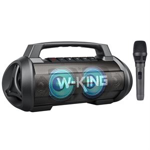 W-KING D10 Bluetooth Hoparlör, 120W Partybox Ultra Bass, 42 Saate Varan Çalma Süresi, RGB Led Işıklı, IPX6 Suya Dayanıklı, Kablosuz Stereo TWS, Powerbank/TF/Aux/Bluetooth5.0/Mic, Party Ses Bombası ve Profesyonel Kablolu Mikrofon, Siyah