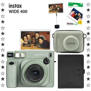 Instax Wide 400 Yeşil Fotoğraf Makinesi 20'li Film Eva Çanta Kıskaç ve Deri Albüm Hediye Seti