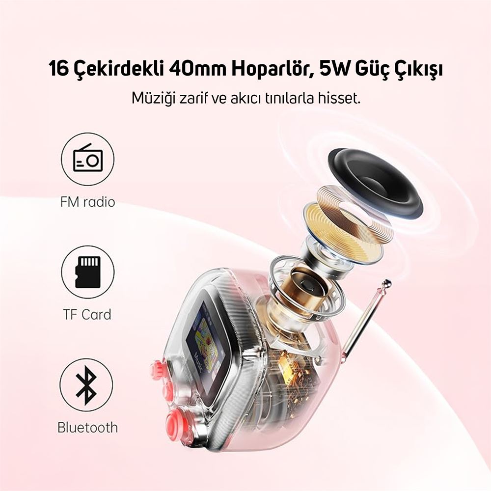 Divoom Tiivoo-2 FM Radyolu Mini Bluetooth Hoparlör, Kablosuz