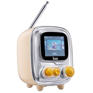Divoom Tiivoo-2 FM Radyolu Mini Bluetooth Hoparlör, Kablosuz Piksel Ekranlı Retro Taşınabilir Ses Bombası, Beyaz
