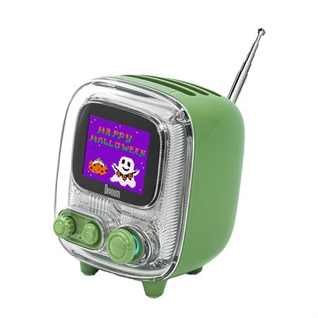 Divoom Tiivoo-2 FM Radyolu Mini Bluetooth Hoparlör, Kablosuz Piksel Ekranlı Retro Taşınabilir Ses Bombası, Yeşil
