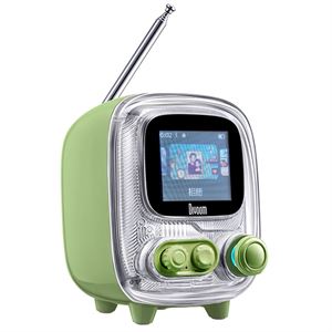 Divoom Tiivoo-2 FM Radyolu Mini Bluetooth Hoparlör, Kablosuz Piksel Ekranlı Retro Taşınabilir Ses Bombası, Yeşil