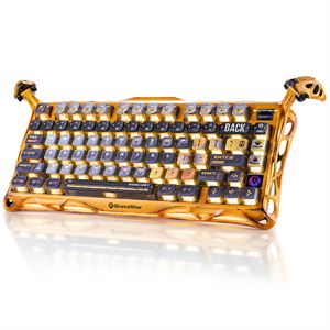 GravaStar Mercury K1 Pro RGB Kablosuz Mekanik Gaming Klavye, İngilizce Q, Battle-Worn Yellow