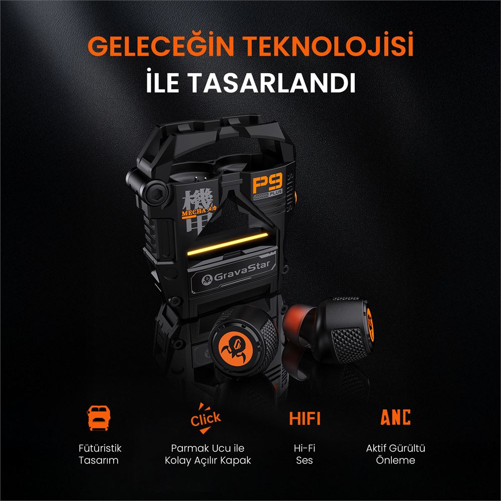 GravaStar Sirius Plus ANC Bluetooth Kulakiçi Kulaklık, Kablosuz, Black