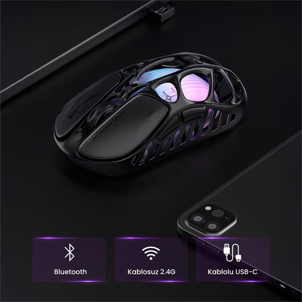 GravaStar Mercury X RGB 32K DPI Optik Gaming Mouse, Kablosuz