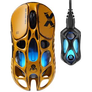 GravaStar Mercury XPro RGB 32.000 DPI Optik Gaming Mouse+8K Dongle, Kablosuz, Battle Worn-Yellow