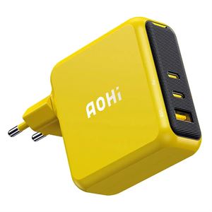 Aohi Magcube 3 Portlu Şarj Adaptörü, 140W Şarj Cihazı, GaN+ Hızlı Şarj İstasyonu, Sarı