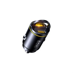 Aohi Superauto Araç İçi Şarjı, 2 Portlu PD 45W Type-C ve USB-A Girişli, USB 30W Hızlı Şarj Çakmaklık Adaptörü, Siyah