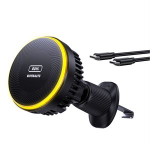 Aohi Superauto Magsafe Araç İçi Şarjı, Kendinden Soğutmalı Mıknatıslı Telefon Tutucu, 15W Hızlı Şarj Aleti, Siyah