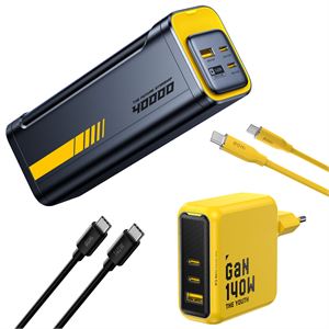Aohi Youth 140W 3 Portlu Şarj Adaptörü, 40.000 mAh 140W PD3.1 Powerbank, 140W 1m PD 3.1 480Mbps Süper Hızlı Şarj/Data Kablosu Seti