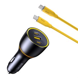 Aohi Araç İçi 3 Portlu 170W Şarj Cihazı, 140W 1m PD 3.1 480Mbps Süper Hızlı Şarj/Data Kablosu Seti