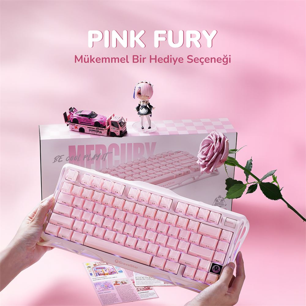 GravaStar Mercury K1 RGB Kablosuz Mekanik Gaming Klavye, İngilizce